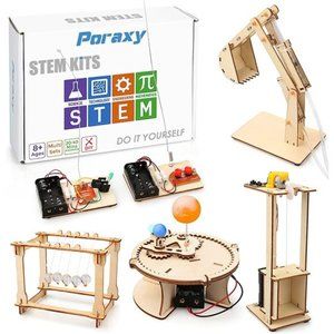 5 Set STEM Kits, Wooden Building Kits, Assembly 3D Puzzles for Kids Ages 8-12